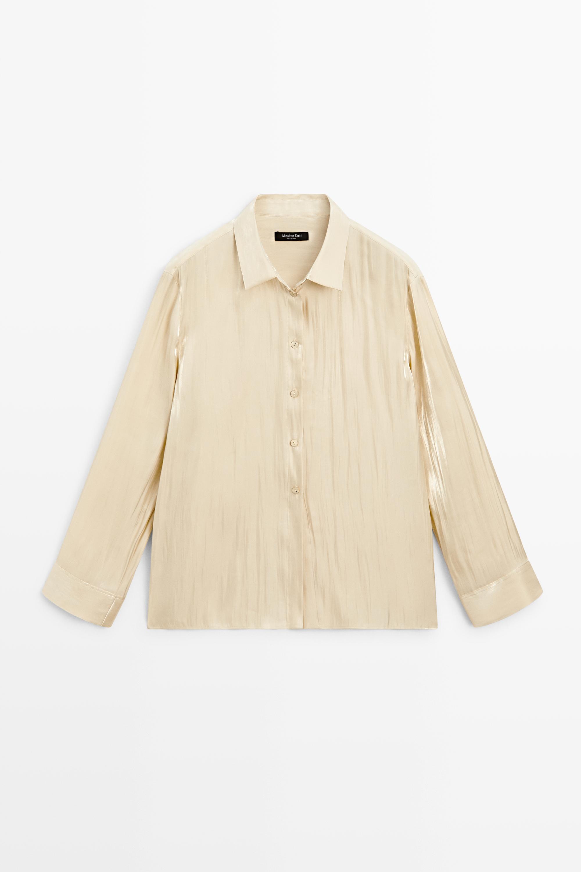 Flowing satin shirt with tie detail
